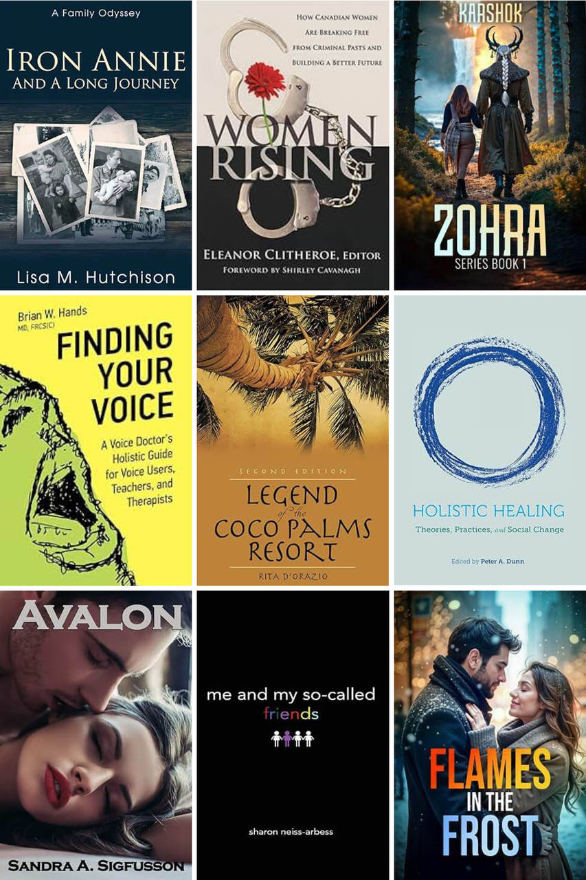 Mosaic of book-cover thumbnails Heather Godden of Godden Editorial, Writer & Editor, has worked on.