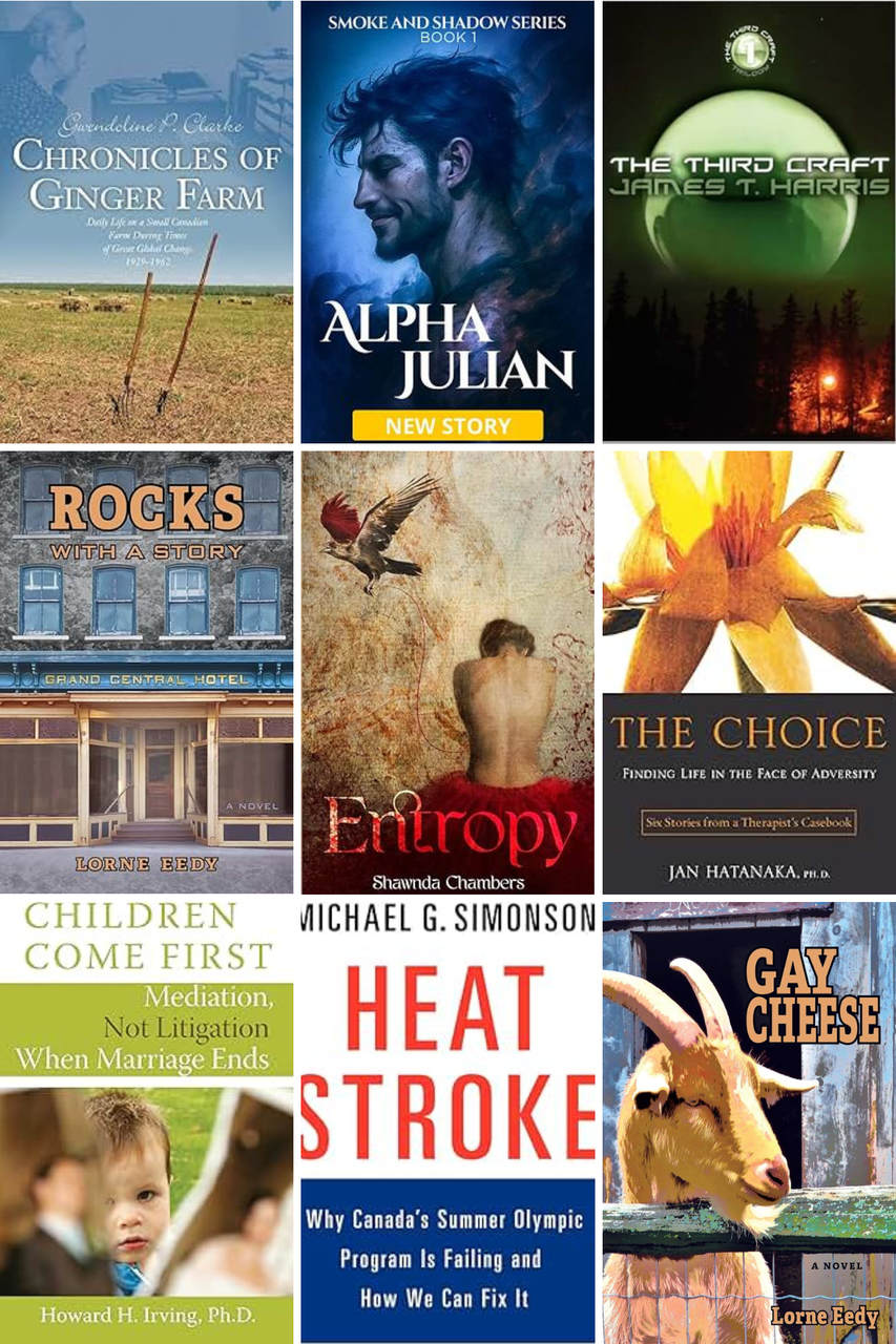 Mosaic of book-cover thumbnails Heather Godden of Godden Editorial, Writer & Editor, has worked on.